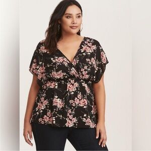Torrid Semi-Sheer Floral Top. Size 2